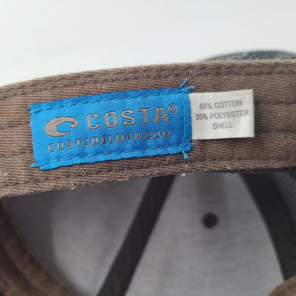Costa Hat Adjustable Trucker Mesh Brown Gray Distressed Del Mar Fishing Outdoors